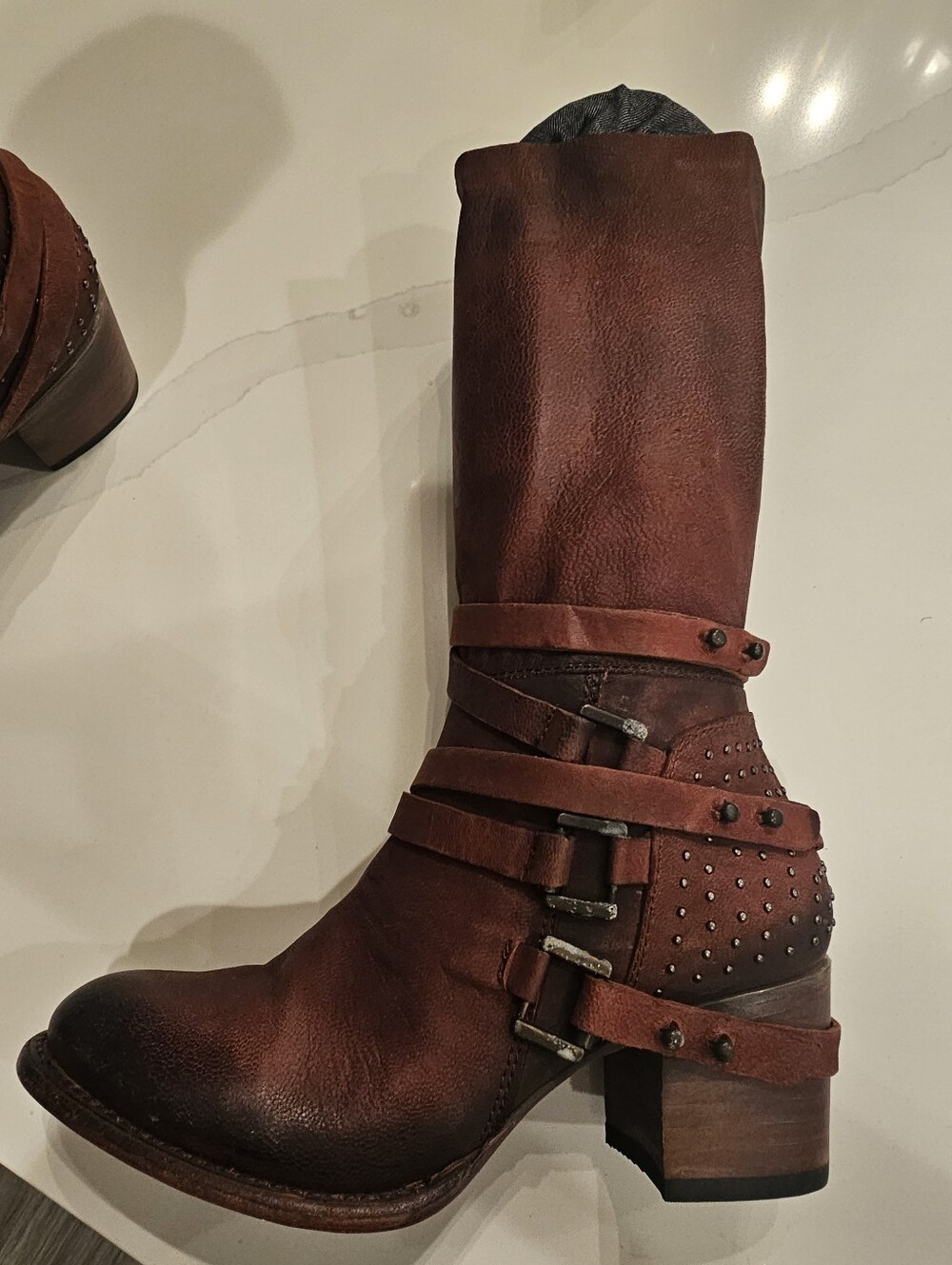 Free Bird Brown Leather Mid-Calf Buckle Boot - Picture 6 of 6